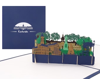 Pop-up card “Karlsruhe” as a gift & souvenir, voucher, invitation card, 3D birthday card, invitation and travel voucher