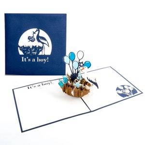 Carte Pop Up - Carte Crip bébé - C'est un garçon - Carte Crip bébé 3D unique, Carte Bébé Garçon, Babycard, Anniversaire Garçon