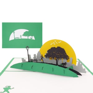 Carte pop-up 3D - Carte style de vie - Carte de bon de jogging « Jogging In The City » Sport, Fitness, Carte d'anniversaire Marathon de course à pied