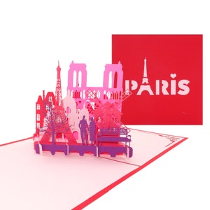 Pop Up Karte Paris Je t'aime 3D Grußkarte Paris & Eiffelturm Souvenir, Reisegutschein und Gutschein Städtetrip Hochzeitsreise Bild 3