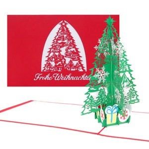 Pop Up Card Christmas « Arbre de Noël & Cadeaux » Carte de Noël 3D de haute qualité avec enveloppe