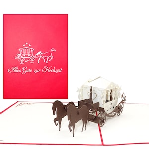 Pop Up Karte "Hochzeitskutsche" - elegante 3D Hochzeitskarte, Glückwunschkarte Hochzeit, Geschenk, Gutschein & Geschenkverpackung