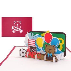 Pop Up Card "Starting School" - 3D felicitatiekaart voor de eerste schooldag - als wenskaart, cadeaubon & klein cadeautje in een schooltas