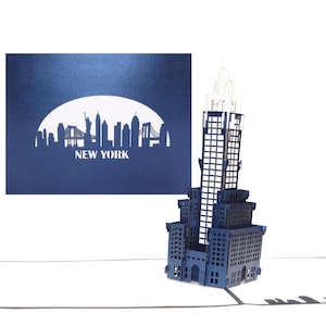 Pop-Up Karte "New York - Skyline & Crysler Building" - NY Souvenir, Geburtstagskarte, Reisegutschein USA, Amerika Reise Gutschein, Einladung
