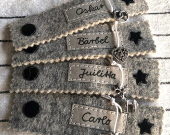 Personalized beer mug band with name, individual beer mug marker, beer mug marker, for festivals, beer tents, beer mugs, weddings, grey felt