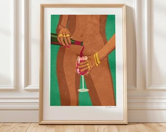 Art Print “Wine and Me” Illustration by Raissa Oltmanns