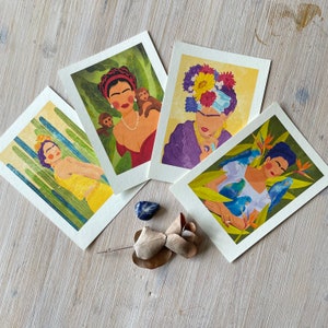 Set of 4 Mini Art Prints 10x15 cm “Frida” Illustrations by Raissa Oltmanns
