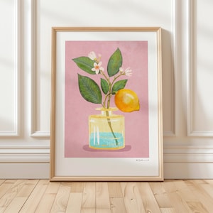 Lámina artística «Rama de limón en jarrón» Ilustración de Raissa Oltmanns