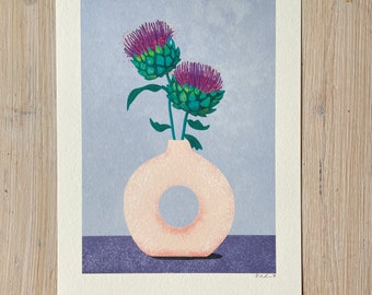 Art Print “artichoke flowers in vase” Illustration by Raissa Oltmanns