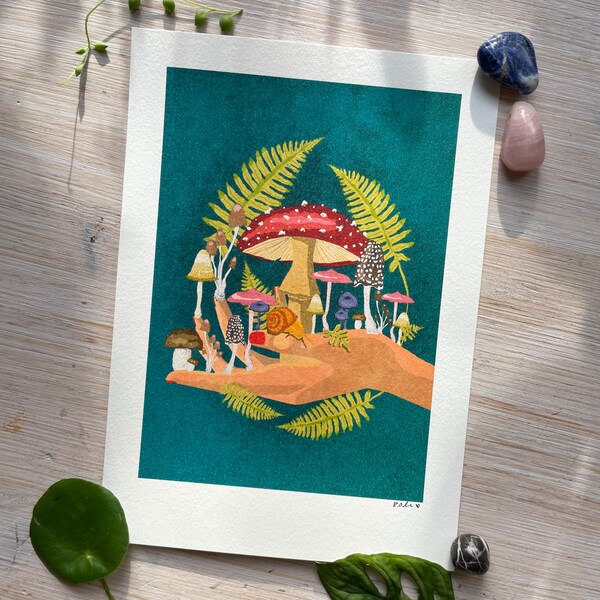 Art Print „My Mushroom Cosmos“ Illustration von Raissa Oltmanns