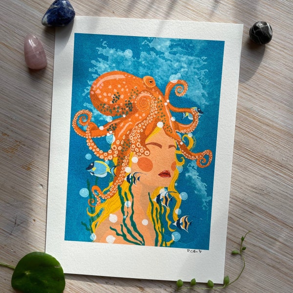 Art Print “Octopus Woman” Illustration von Raissa Oltmanns