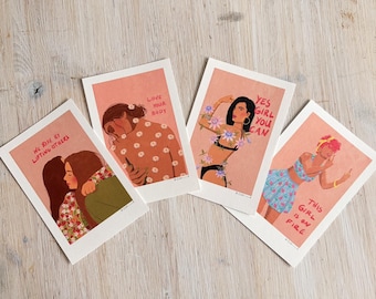 Set of 4 Mini Art Prints 10 x 15 cm “You are worth it!” Illustration by Raissa Oltmanns