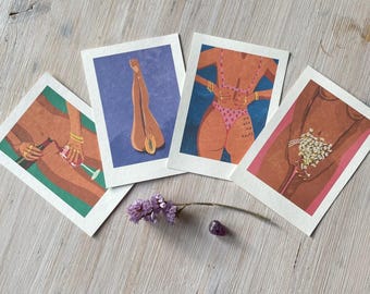 Set of 4 Mini Art Prints 10 x 15 cm “My Body my Rules” Illustration by Raissa Oltmanns