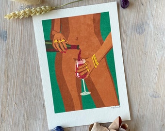 Impression d’art « Le vin et moi » Illustration de Raissa Oltmanns