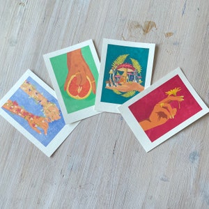 Lot de 4 mini-tirages d'art 10 x 15 cm « Tout est entre vos mains » Illustration de Raissa Oltmanns