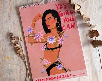 2027 Calendar "Strong Women" Illustrations by Raissa Oltmanns | Wall Calendar A4 | Monthly Calendar