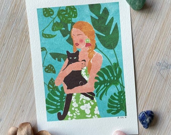 Art Print "Catlover" Illustration von Raissa Oltmanns