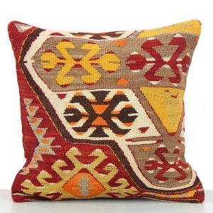 Kilim Pillow Kilim Cushion 18x18 Throw Pillowcase Rug Pillow Turkish Vintage Pillow Decorative Pillow Boho Pillow Cover Sofa Cushion 45x45cm