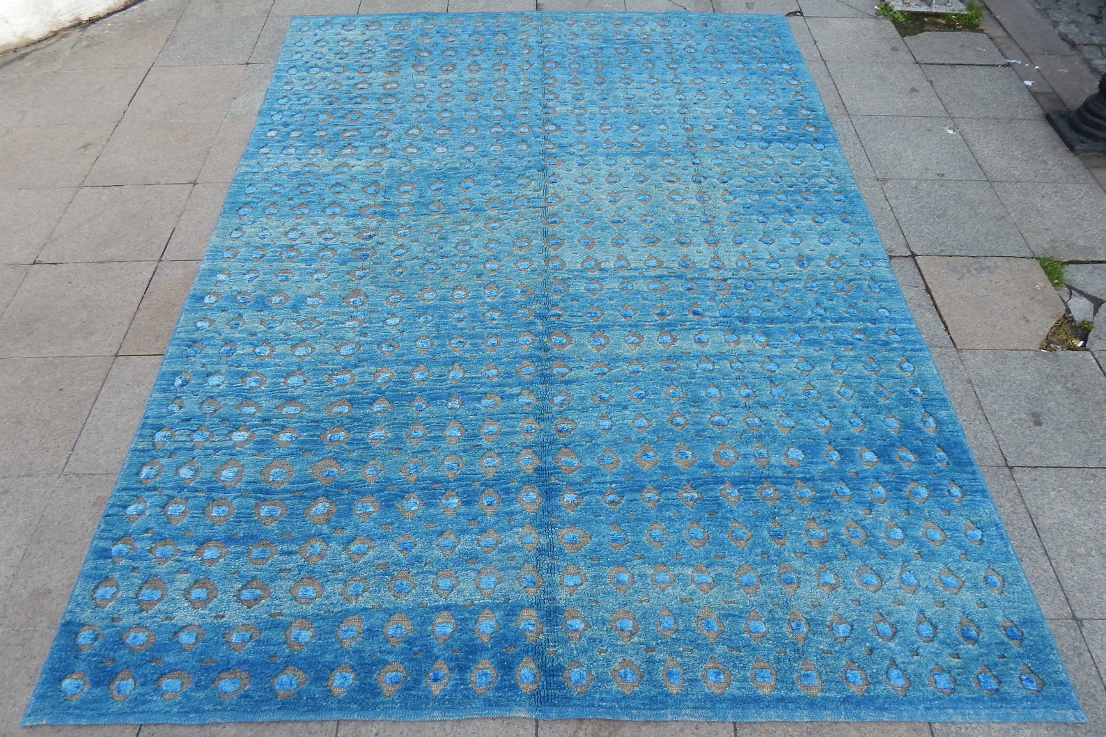 Alfombra azul 7'2 x 9'11 alfombra geométrica grande | Etsy