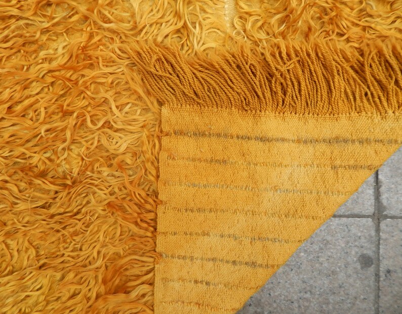 Tulu Rug Yellow 5'2x5'8 Mustard Shaggy Rug Long Pile Etsy