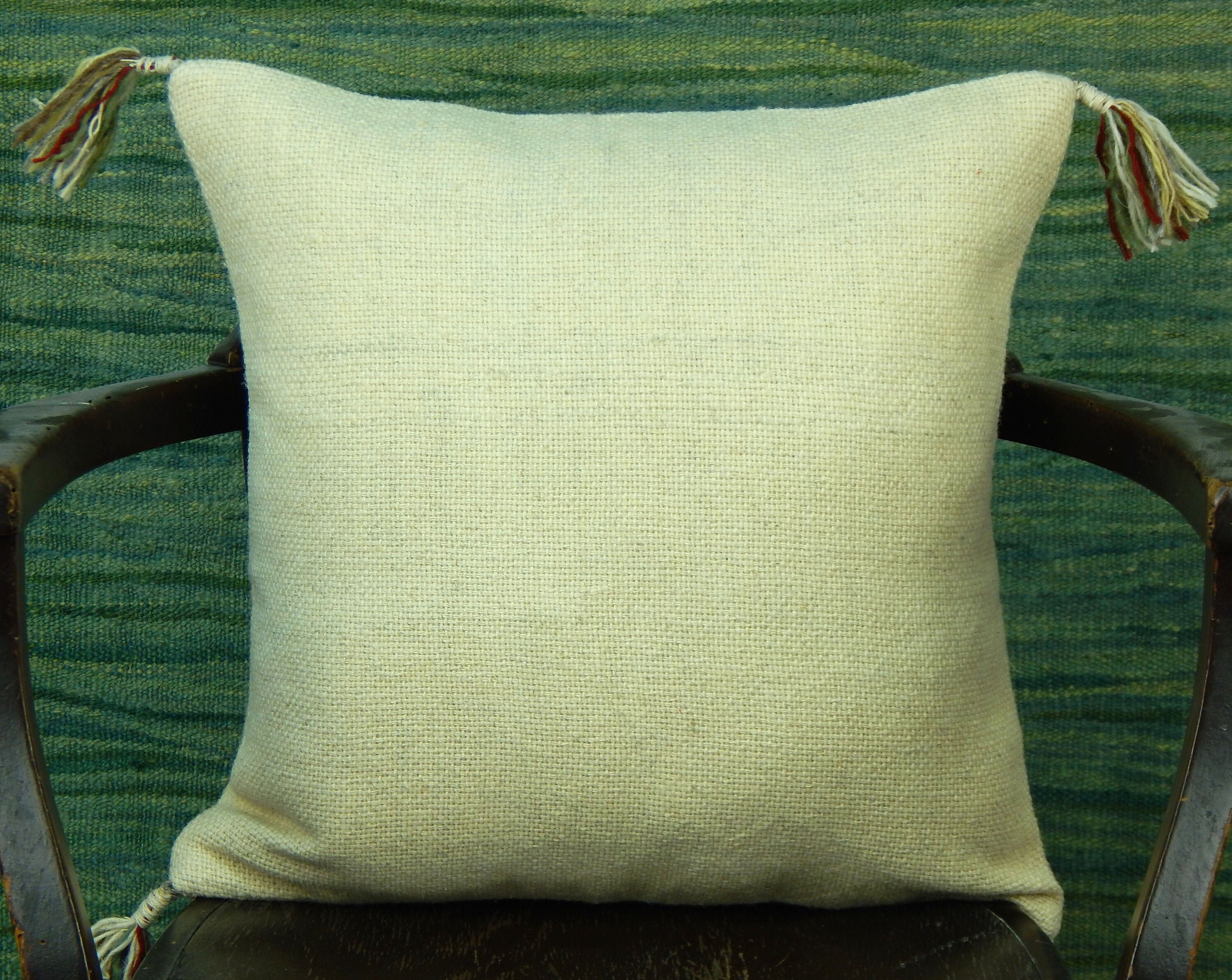 White Tassel Pillow Handwoven Cushion Large Throw Pillow Etsy