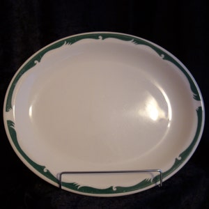 Homer Laughlin Best China Platter Green Trim Restaurant Ware, Holiday Family Dinner Platter, Serving Dish, Kitchen Ware, Wedding Gift