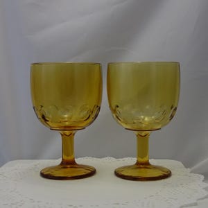 Vintage Amber Thumbprint Goblets: MCM Bartlett Collins Drinkware Pair