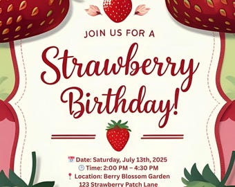Invitación de cumpleaños de fresa