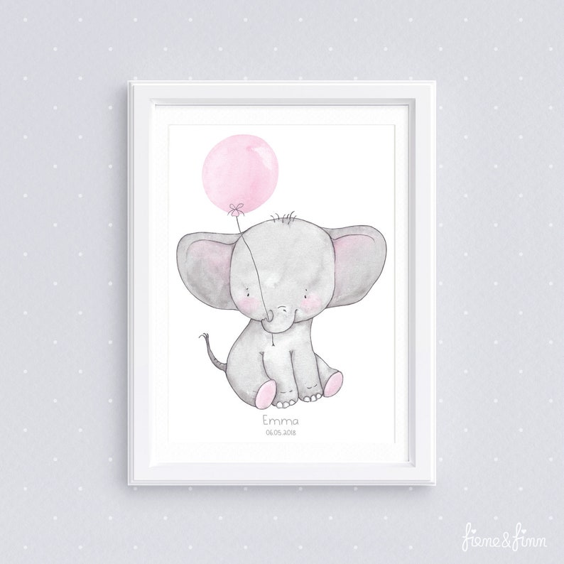 Childrens Room Picture Emma Elefant Children Picture Poster Pictures Art Print Baby Room Childrens Room Picture - 