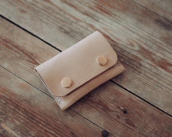Hand made leather snap pouch, high quality English leather minimalist wallet