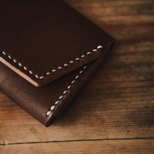 Hand stitched Leather concertina wallet, High Quality Oak Bark tanned, English leather image 7