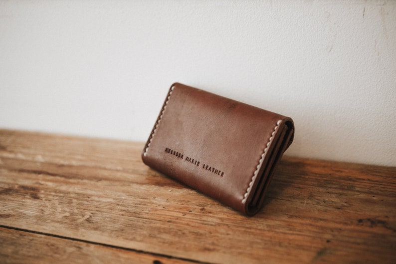 Hand stitched Leather concertina wallet, High Quality Oak Bark tanned, English leather image 4