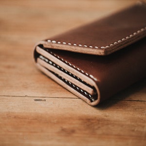 Hand stitched Leather concertina wallet, High Quality Oak Bark tanned, English leather image 5