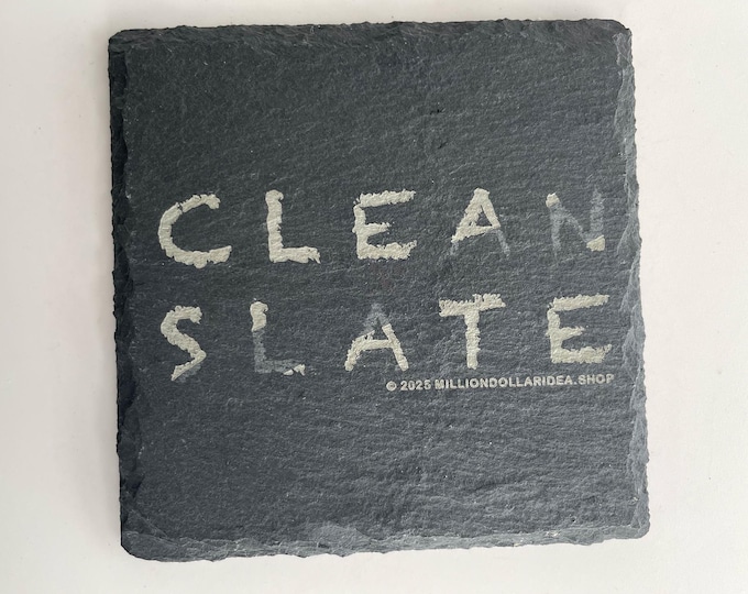 So Punny!! Clean Slate Joke Coaster Barware home goods, custom engraved stone coaster funny joke gift