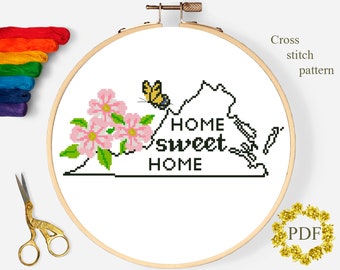 Va Cross Stitch Etsy