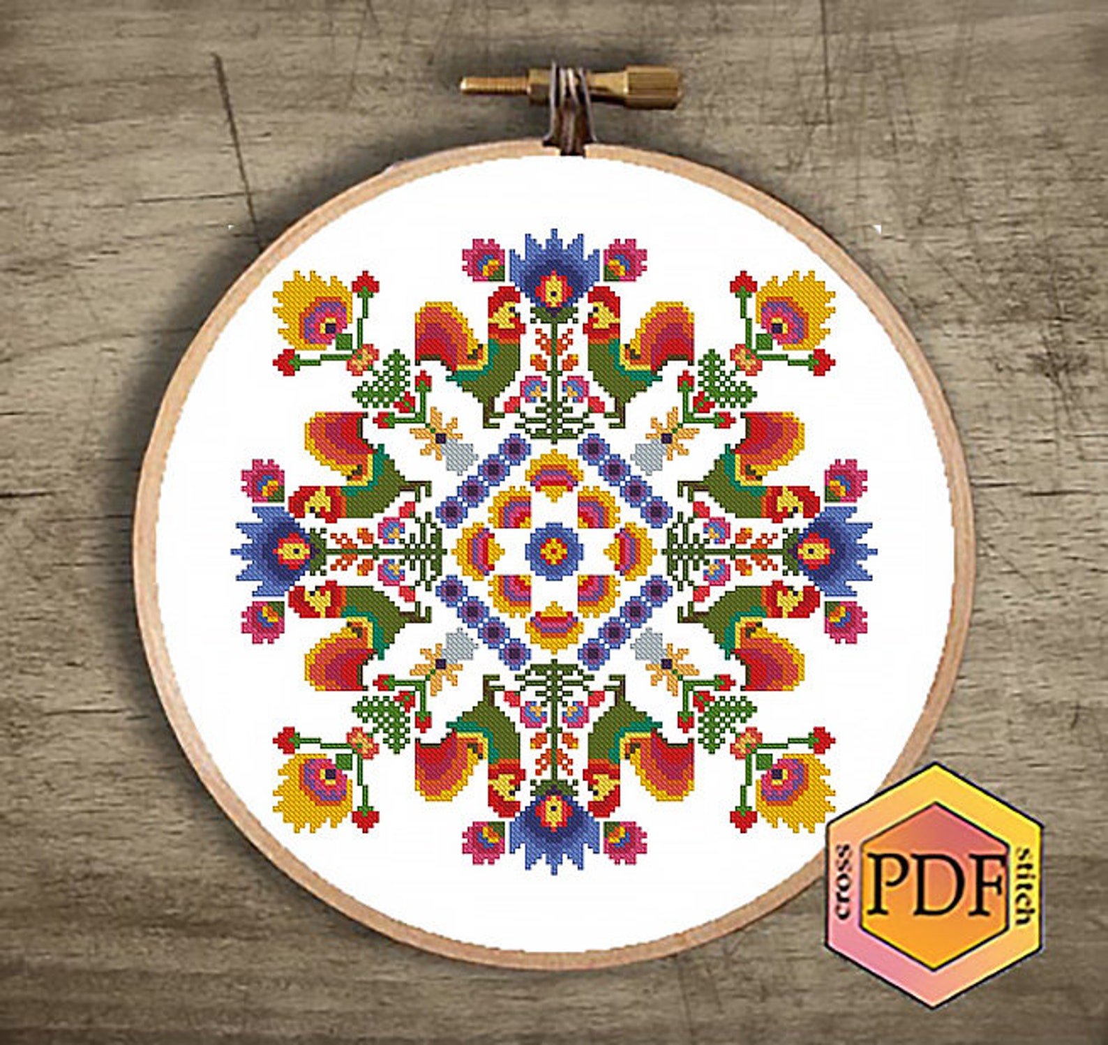 Polish Folk Art Modern Cross Stitch Pattern Flowers Counted Etsy
