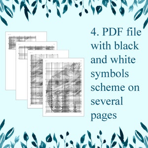 Op de afbeelding: Zwart-witte kruissteekpatroon op meerdere pagina's in een PDF-bestand.