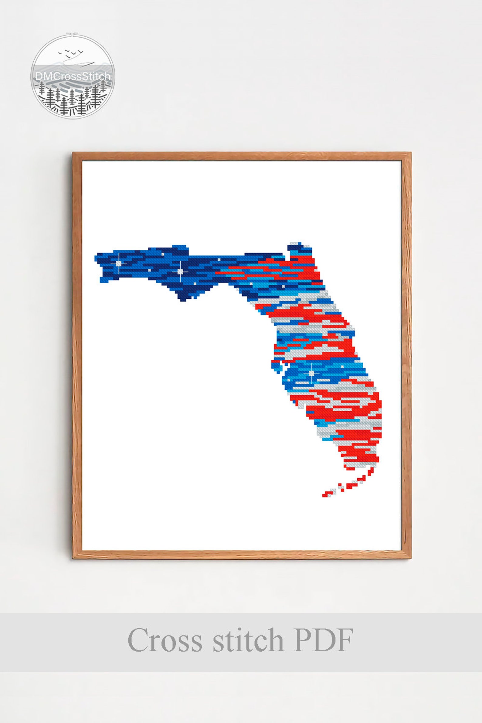 Florida State Map Modern Cross Stitch Pattern PDF American | Etsy