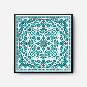 Monochromatic Sampler Cross Stitch Pattern PDF, Floral Folk Modern Counted Cross Stitch Chart, Pillow, Embroidery Antique, Instant Download