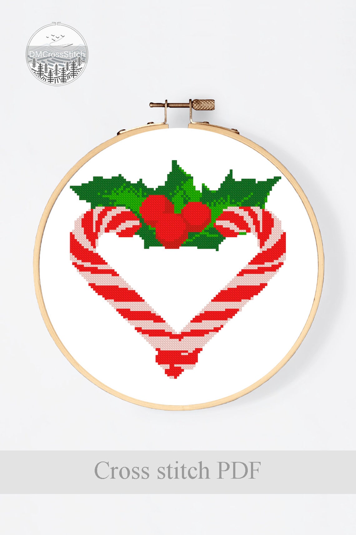 Candy Cane Modern Cross Stitch Pattern PDF Christmas Counted Etsy