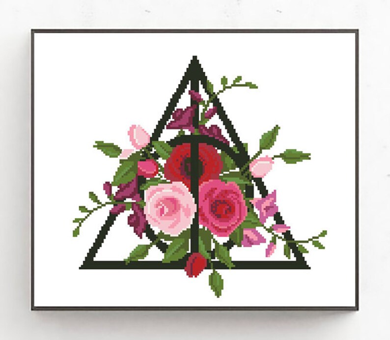 Floral Bouquet Cross Stitch Magic Symbol Nature Cross Stitch Embroidery Instant Download Flowers Roses Modern Cross Stitch Pattern PDF