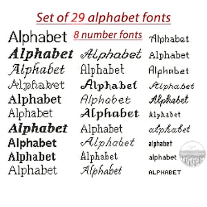 Conjunto de 29 pequenos padrões de fontes de ponto cruz, pequenos alfabetos para ponto cruz, letras e números para casamento faça você mesmo, download digital em PDF