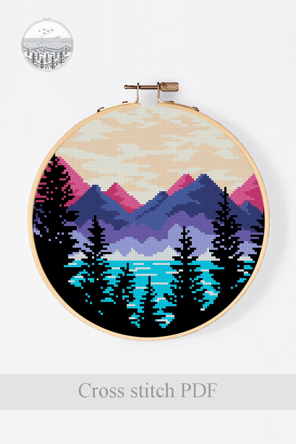 Landscape Modern Cross Stitch Pattern PDF, Mountains Counted Cross ...