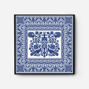 Floral Sampler Cross Stitch Pattern Modern, Monochrome Folk Cross Stitch Pattern PDF, Flowers, Pillow, Embroidery Vintage, Digital Download