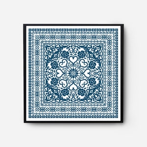 Monochromatic Sampler Cross Stitch Pattern PDF, Floral Folk Modern Counted Cross Stitch Chart, Pillow, Embroidery Antique, Instant Download