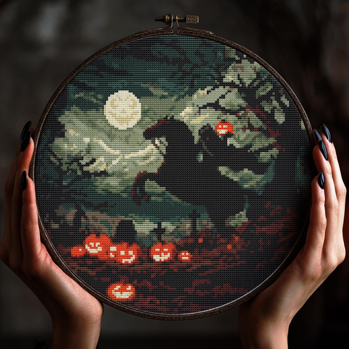 Headless Horseman Cross Stitch Pattern PDF Halloween Cross Stitch ...