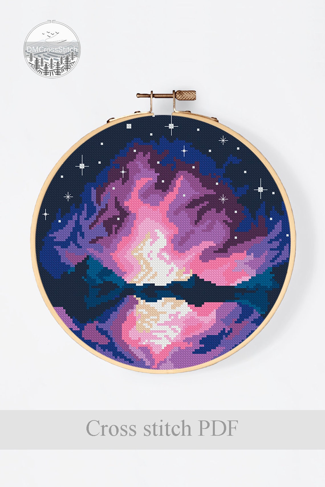 Northern Lights Cross Stitch Pattern Modern Landscape Counted | Etsy