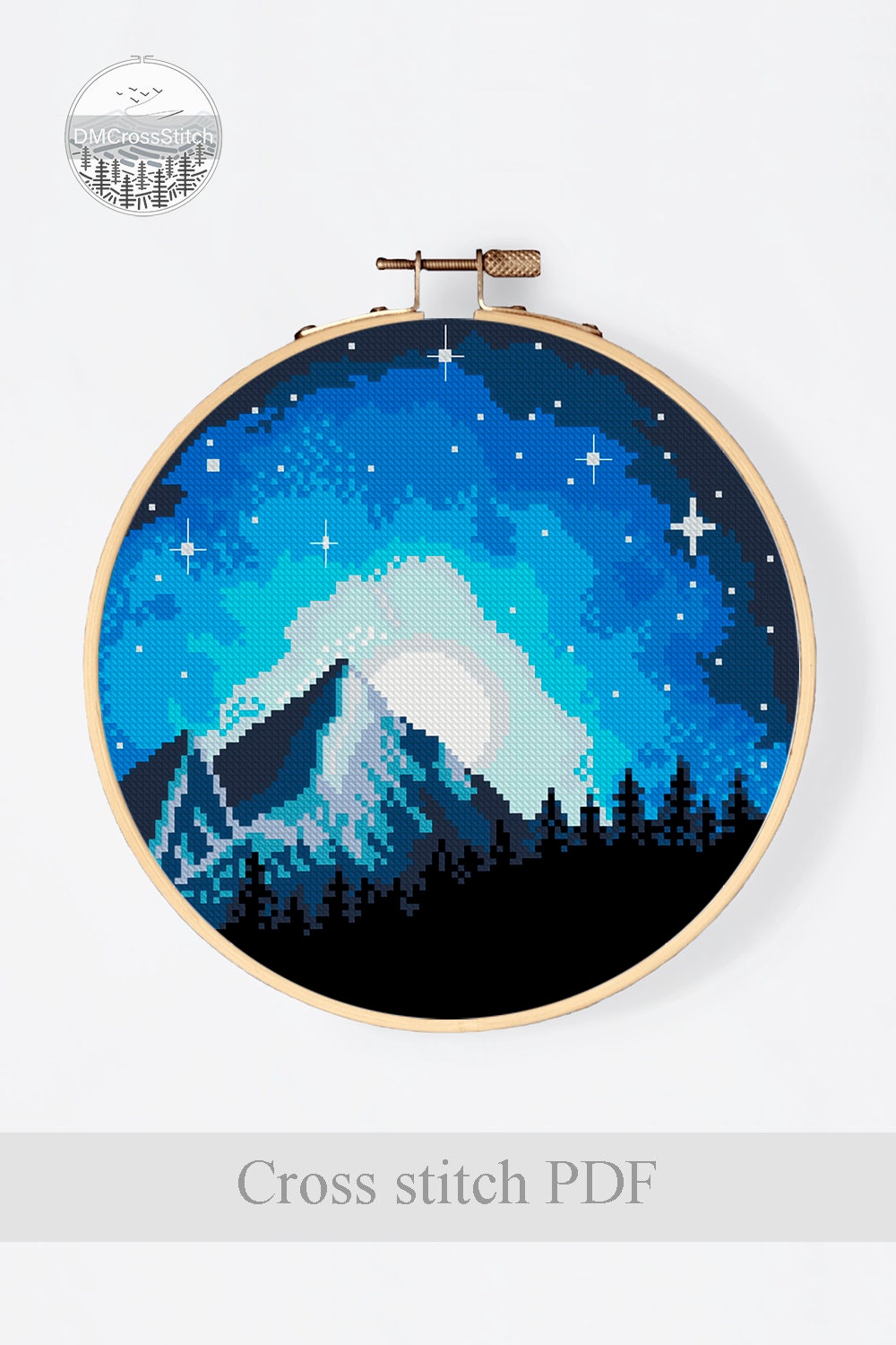 Starry Night Sky Modern Cross Stitch Pattern PDF Landscape Etsy