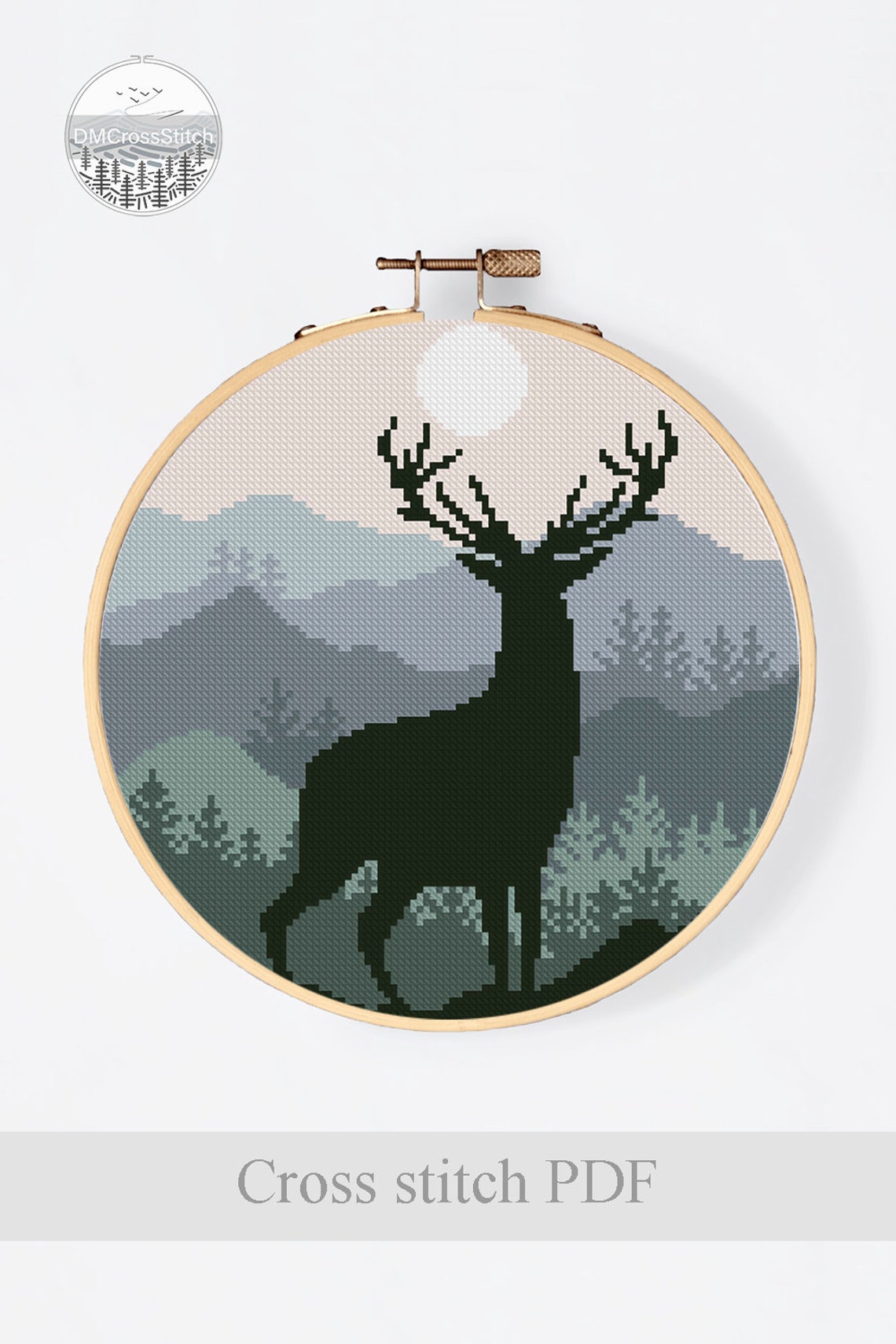 Deer Cross Stitch Pattern PDF Animal Modern Cross Stitch Etsy