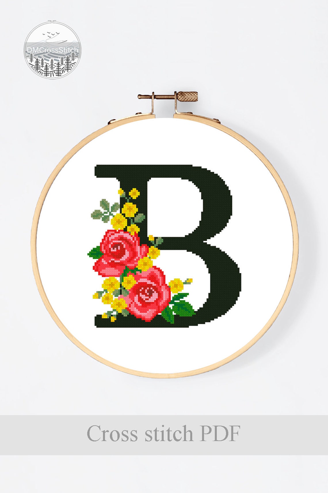 Letter B Modern Cross Stitch Pattern PDF Monogram Floral - Etsy